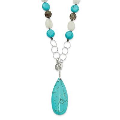 Jade Howlite Recon Magnesite Quartz Necklace Sterling Silver QH5706-21.5, MPN: QH5706-21.5,