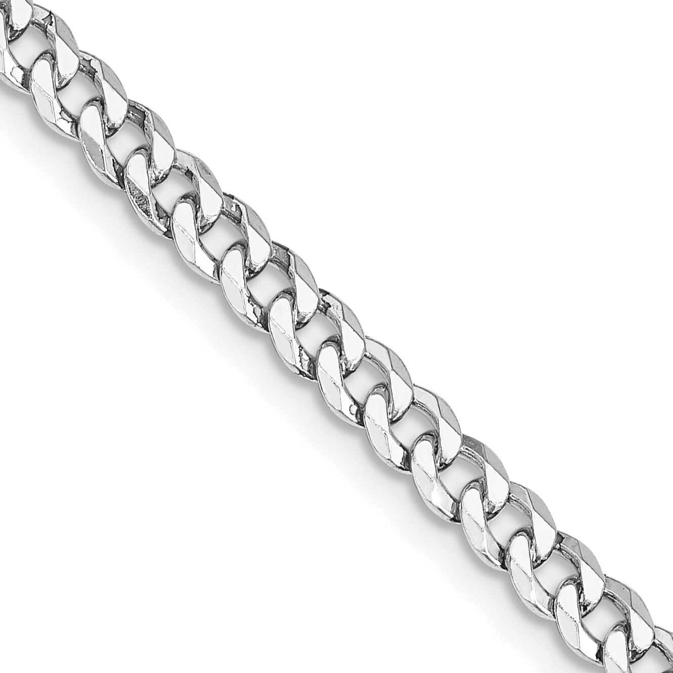 4mm Beveled Curb Chain 20 Inch Sterling Silver Rhodium-Plated QFB100R-20