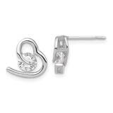 Heart CZ Post Earrings Sterling Silver Rhodium-Plated QE17513, MPN: QE17513,