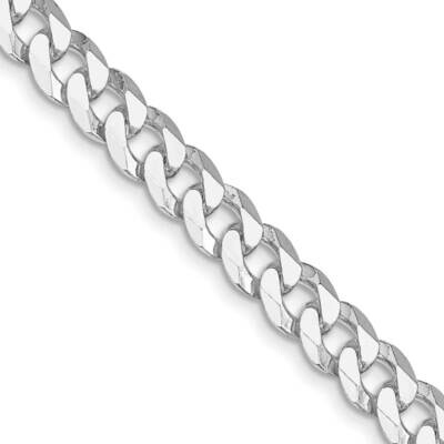 7mm Beveled Curb Chain 24 Inch Sterling Silver Rhodium-Plated QFB180R-24, MPN: QFB180R-24,