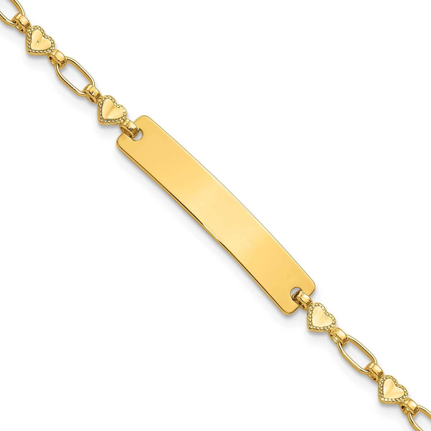 Gold-Tone 6.5 Inch Hearts Children's Id Bracelet Sterling Silver QID246GP-6.5