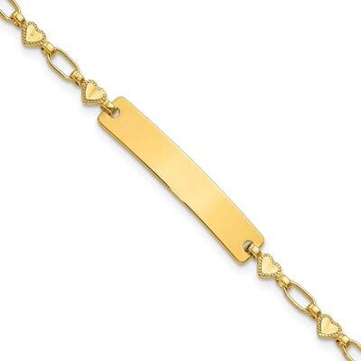 Gold-Tone 6.5 Inch Hearts Children&#39;s Id Bracelet Sterling Silver QID246GP-6.5, MPN: QID246GP-6.5,