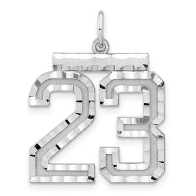 Large #23 Charm Sterling Silver Rhodium-Plated QLN23, MPN: QLN23,