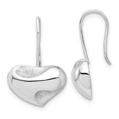 Rh-Plated Polished Abstract Heart Wire Earrings Sterling Silver QE17490, MPN: QE17490,
