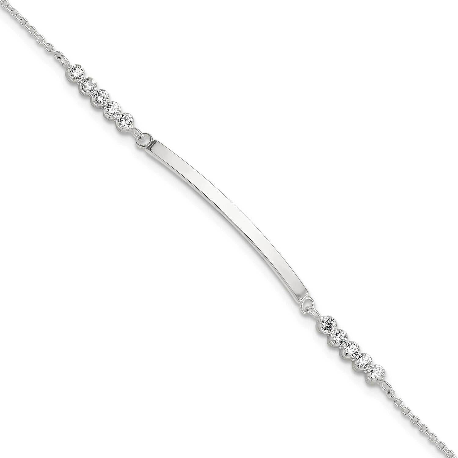 CZ 7 Inch 1 Inch Extender Id Bracelet Sterling Silver Rhodium-Plated QG6436-7, MPN: QG6436-7,