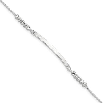 CZ 7 Inch 1 Inch Extender Id Bracelet Sterling Silver Rhodium-Plated QG6436-7, MPN: QG6436-7,