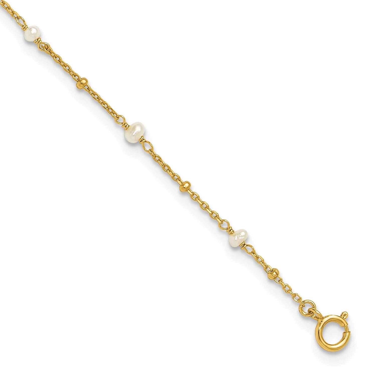 Gold-Tone 3mm Fwc Pearl 9 Inch Plus 1 Inch Extension Anklet Sterling Silver QG6333GP-9, MPN: QG6333…