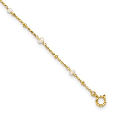 Gold-Tone 3mm Fwc Pearl 9 Inch Plus 1 Inch Extension Anklet Sterling Silver QG6333GP-9, MPN: QG6333…
