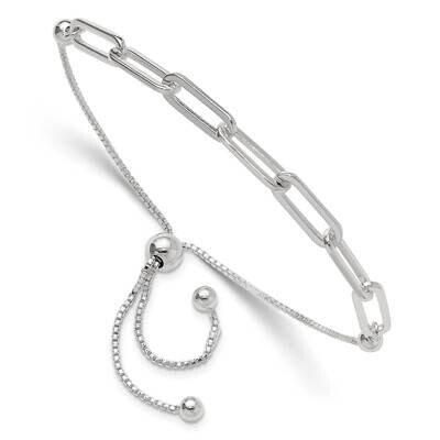 Paperclip Link Adjustable Bracelet Sterling Silver Polished QG6257, MPN: QG6257,