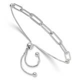 Paperclip Link Adjustable Bracelet Sterling Silver Polished QG6257, MPN: QG6257,