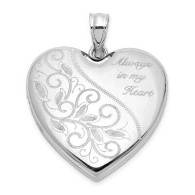 Rh-Plated Filigree Always In My Heart 24mm Heart Locket Sterling Silver QLS1134, MPN: QLS1134,