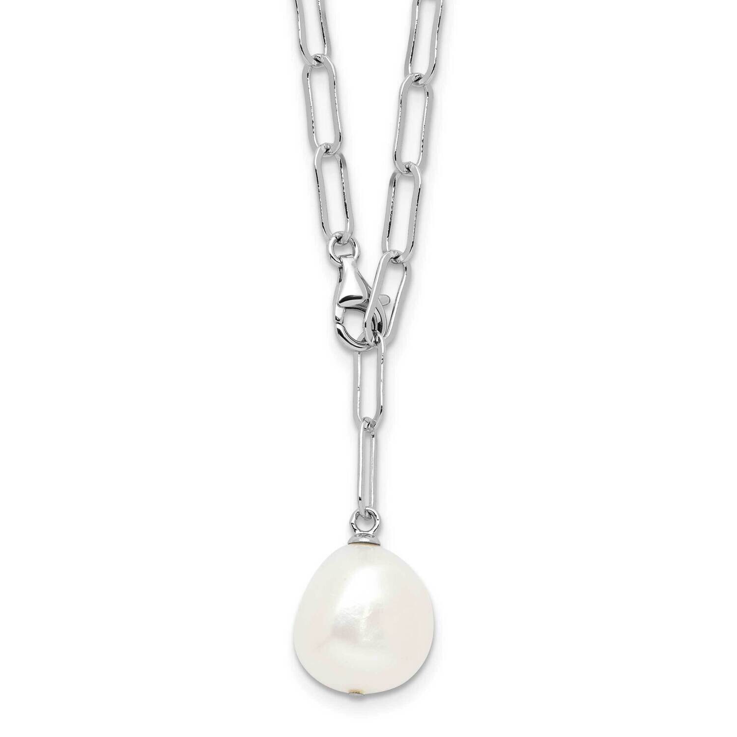 Rh-Plated 12-13mm Fwc Pearl Adjustable 24 Inch Necklace Sterling Silver QH5794-24, MPN: QH5794-24,