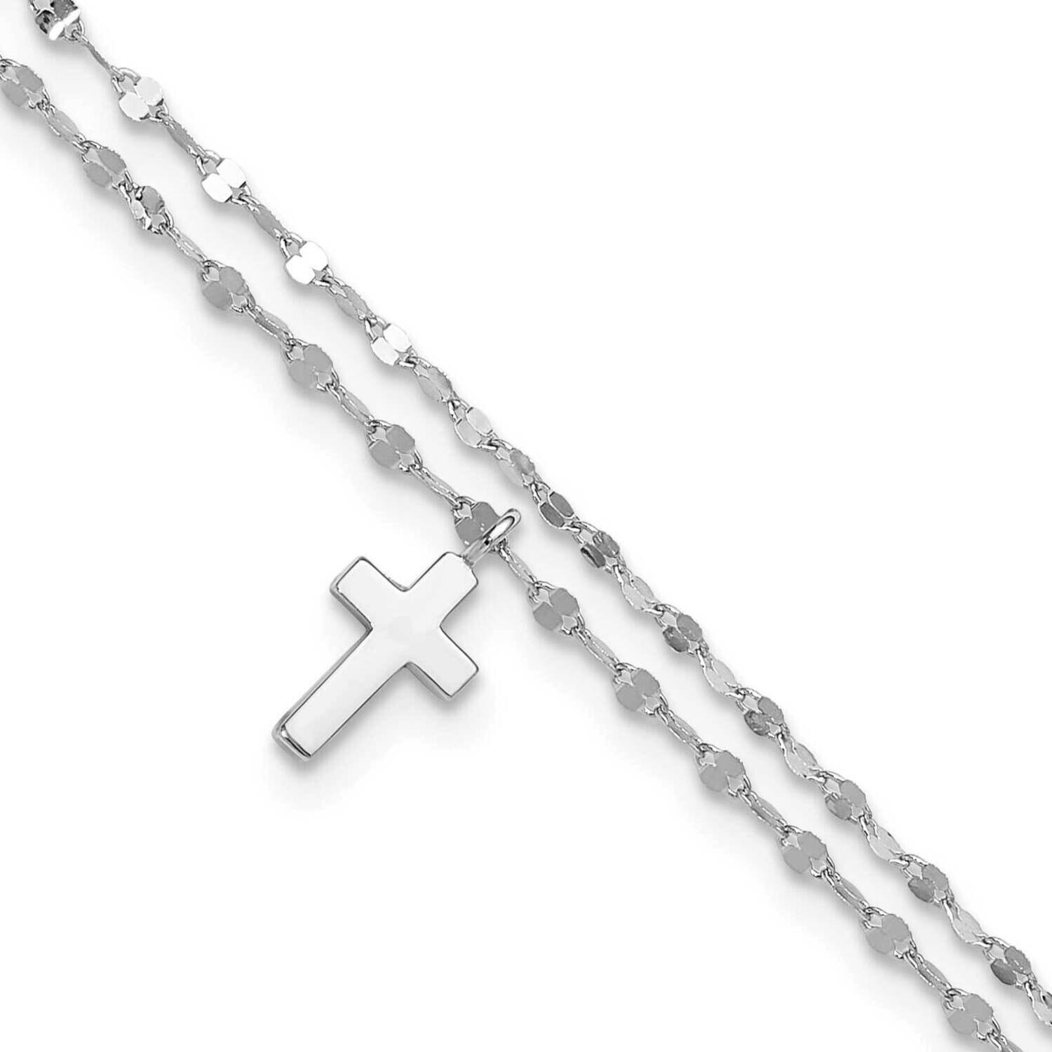 2-StrCross 8.75 Inch Plus 2 Inch Extension Anklet Sterling Silver Rhodium-Plated QG6311-8.75, MPN: …