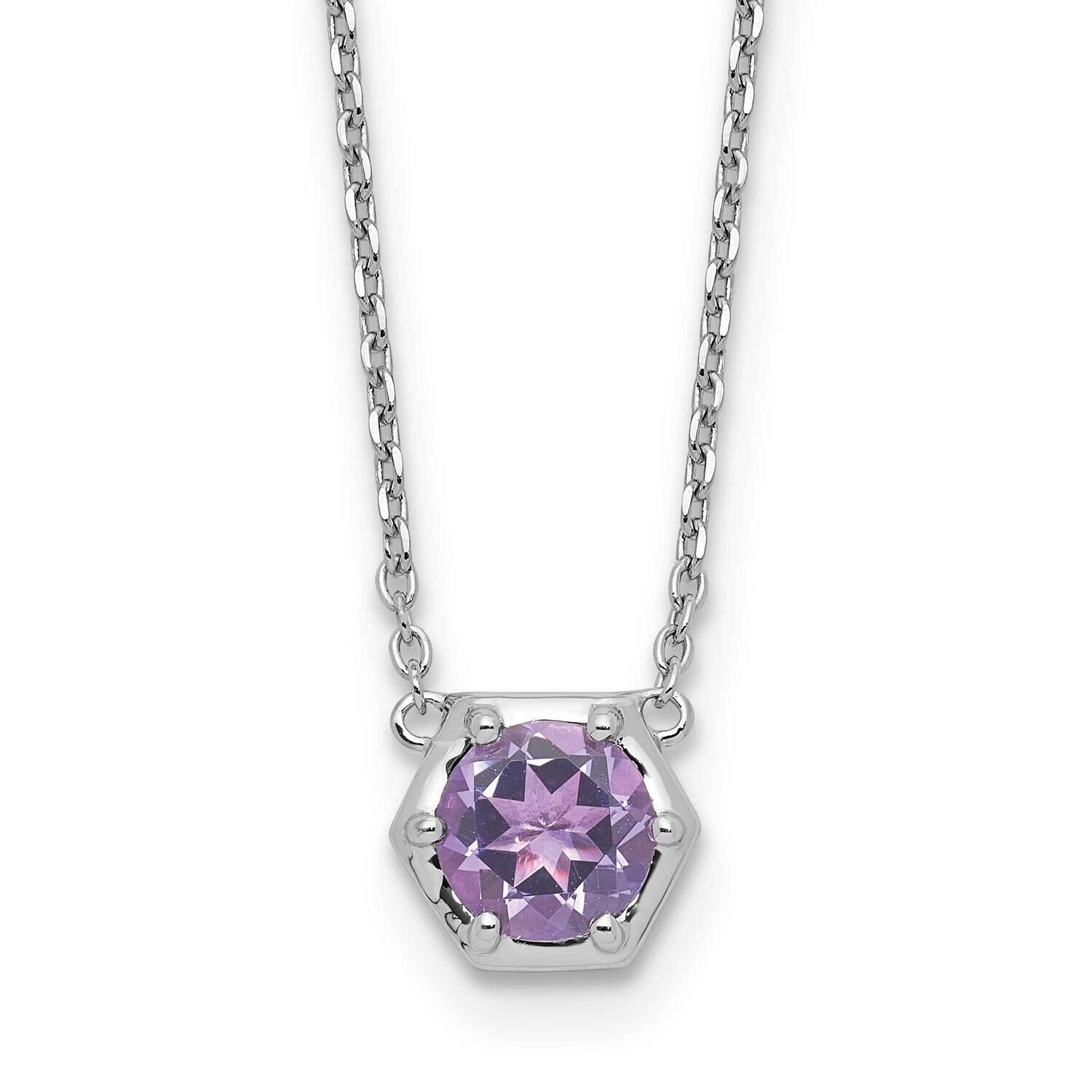 Polished Amethyst Necklace Sterling Silver Rhodium-Plated QG6746AM-18, MPN: QG6746AM-18,