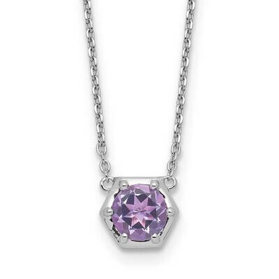 Polished Amethyst Necklace Sterling Silver Rhodium-Plated QG6746AM-18, MPN: QG6746AM-18,