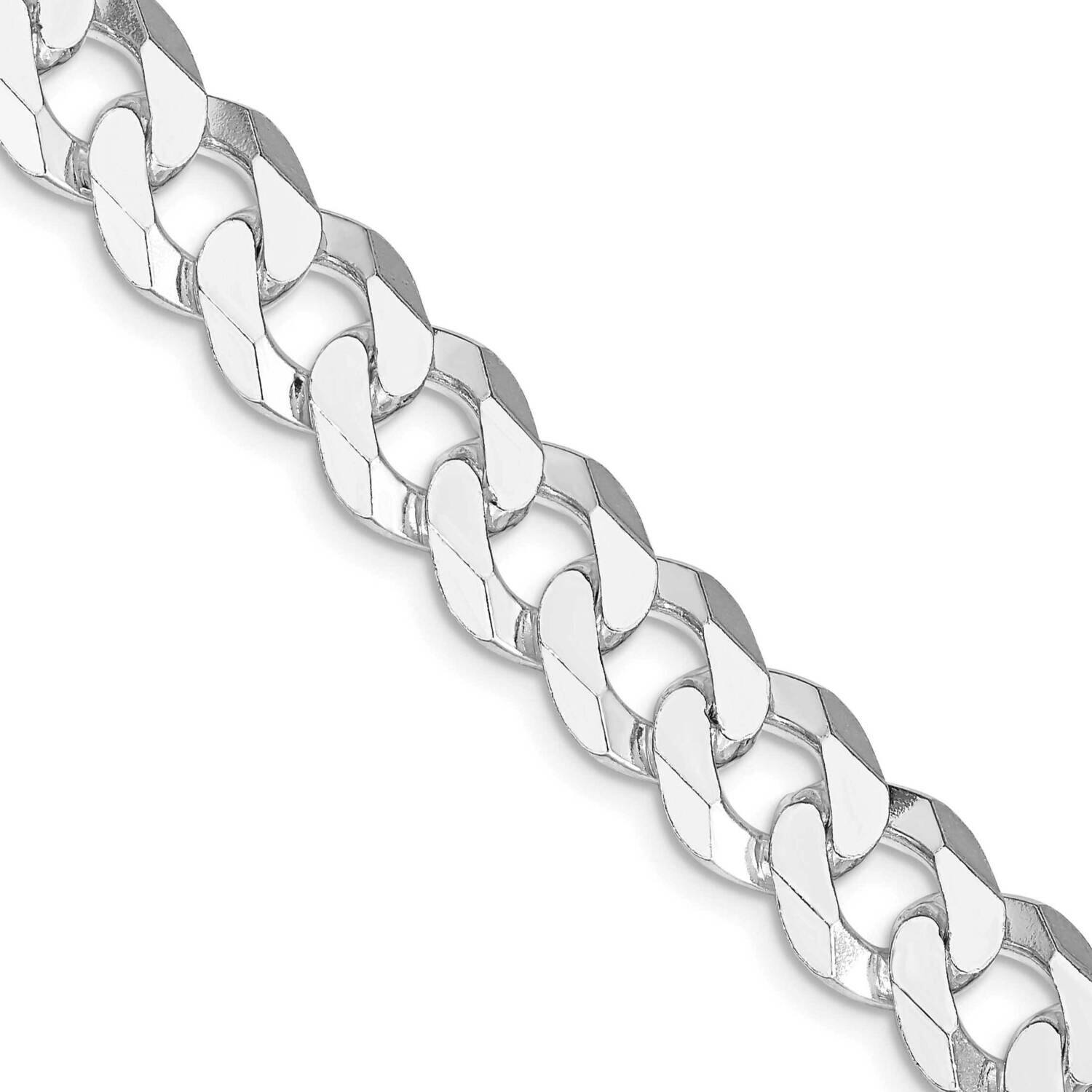 10.6mm Beveled Curb Chain 26 Inch Sterling Silver Rhodium-Plated QFB250R-26, MPN: QFB250R-26,