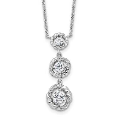 Fancy 16 Inch 2 Inch Extension CZ Dangle Necklace Sterling Silver Rhodium-Plated QG6489-16, MPN: QG…