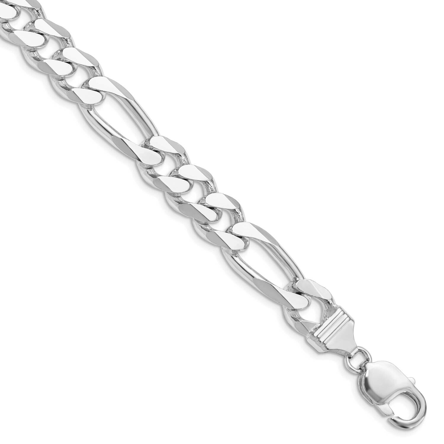 10.75mm Figaro Chain 9 Inch Sterling Silver Rhodium-Plated QFG300R-9