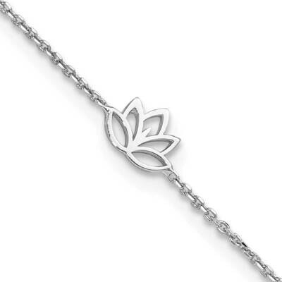 Louts Flower 9 Inch Plus 1 Inch Extender Anklet Sterling Silver Rhodium-Plated QG6301-9, MPN: QG630…