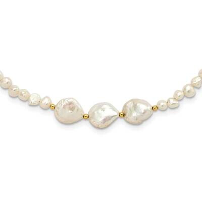 Gold-Plated Flat Round Fwc Pearl 35 Inch Necklace Sterling Silver QH5699-35, MPN: QH5699-35,