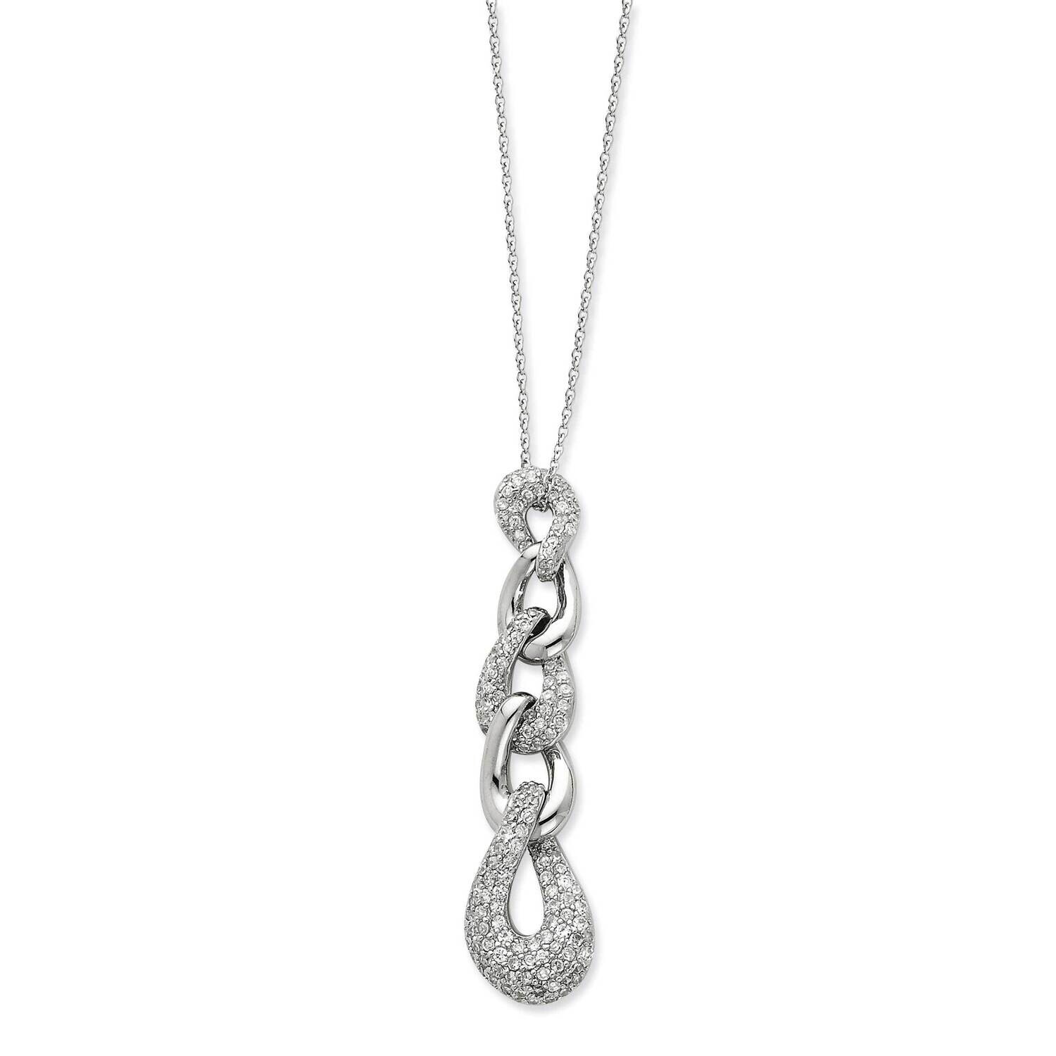Interlocking Alternating CZ Ovals Necklace Sterling Silver QG2855-18, MPN: QG2855-18, 883957004679
