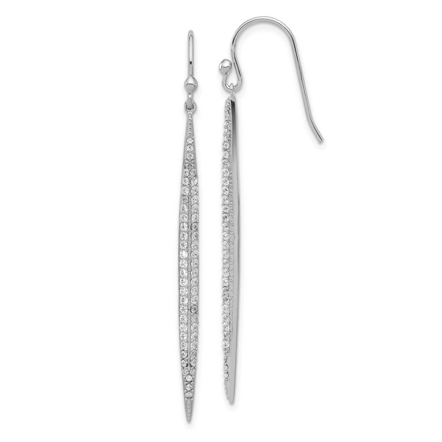 Polished CZ Point Dangle Earrings Sterling Silver Rhodium-Plated QE17148, MPN: QE17148,