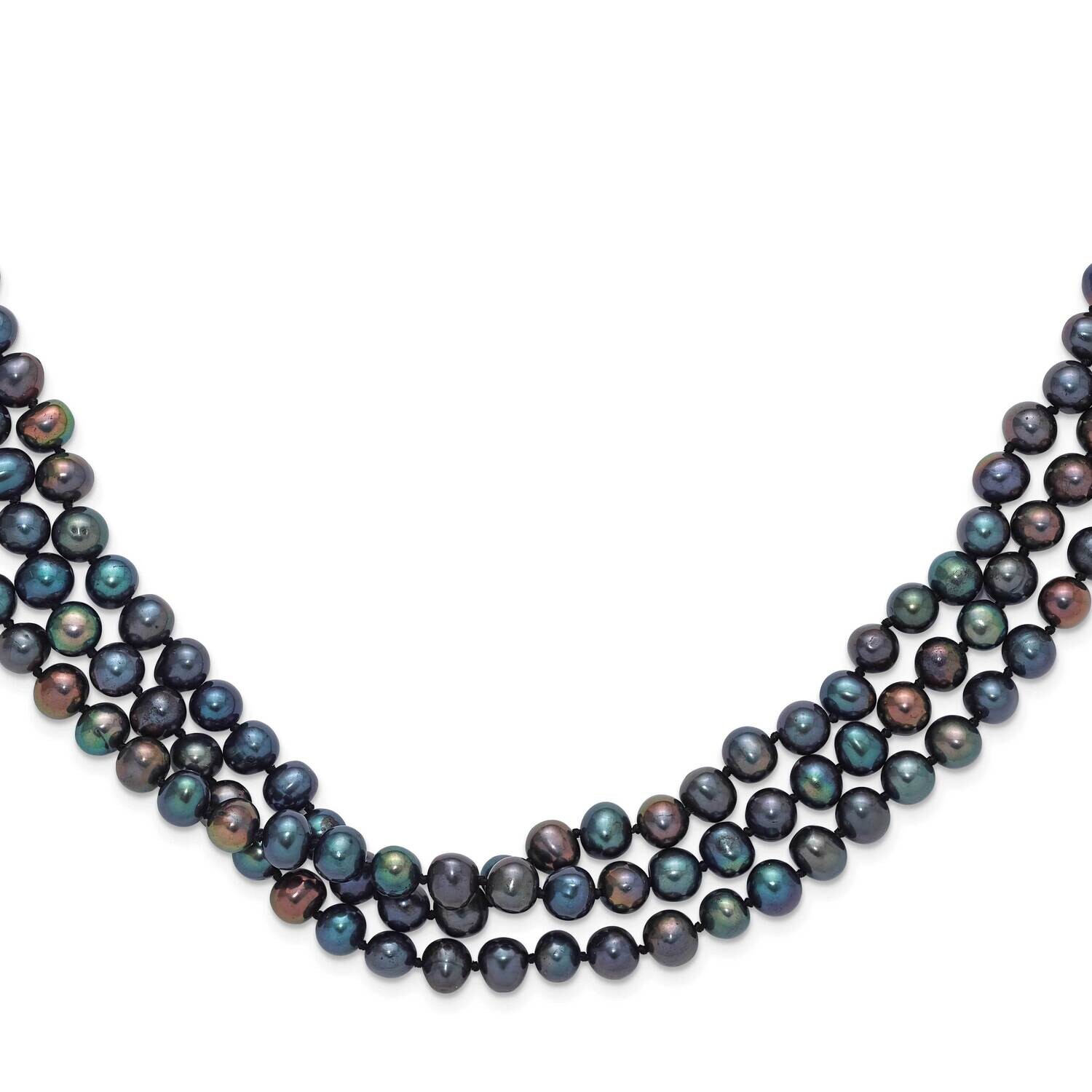 7-8mm Black Freshwater Cultured Pearl 76 Inch Slip On Necklace QH5777, MPN: QH5777,