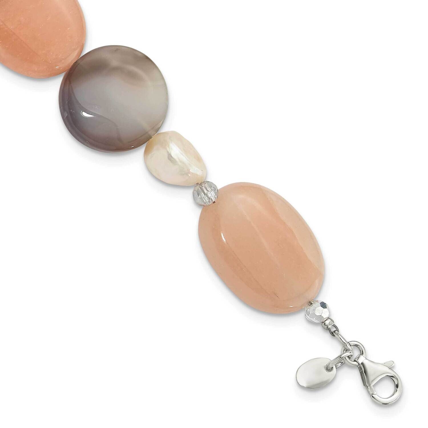 Agate Aventurine Crystal Fwc Pearl 1 Inch Extension Bracelet Sterling Silver QH5680-8, MPN: QH5680-…
