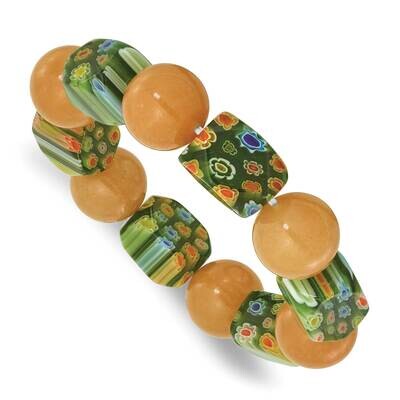 Aventurine Kangsai Glass Beaded Stretch Bracelet QH5748, MPN: QH5748,
