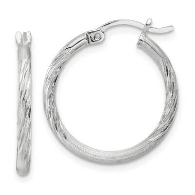 2mm Polished Satin Diamond-Cut Hoop Earrings Sterling Silver QE4417SP, MPN: QE4417SP,