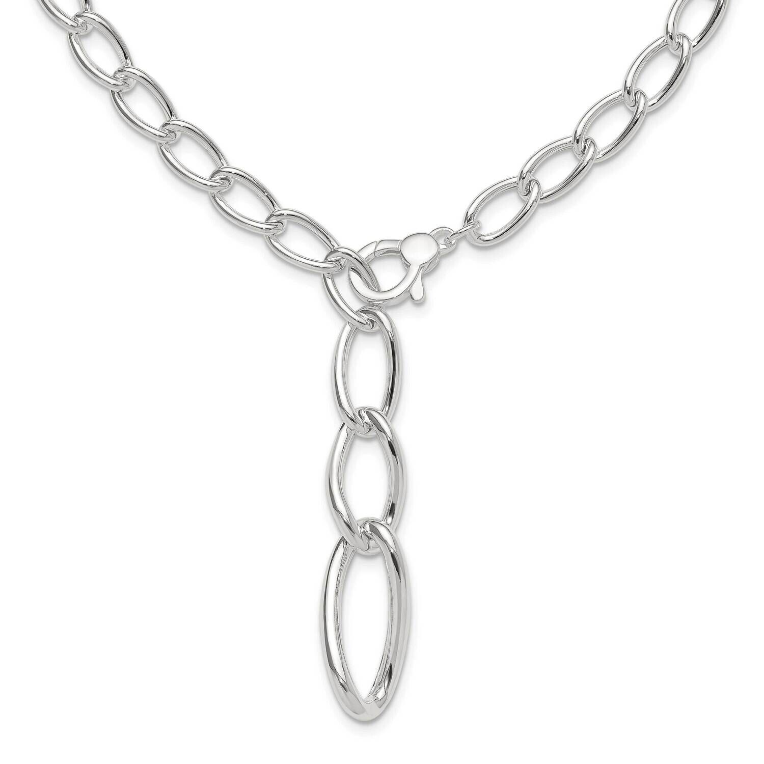 Hollow Fancy Link Drop Necklace Sterling Silver Polished QG6530-17, MPN: QG6530-17,