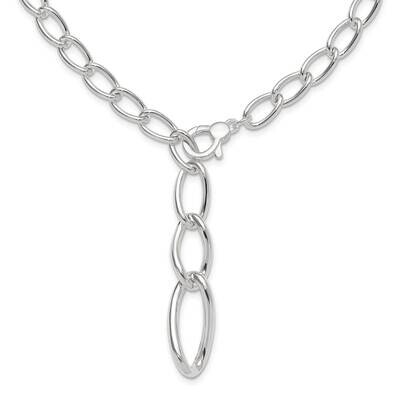 Hollow Fancy Link Drop Necklace Sterling Silver Polished QG6530-17, MPN: QG6530-17,
