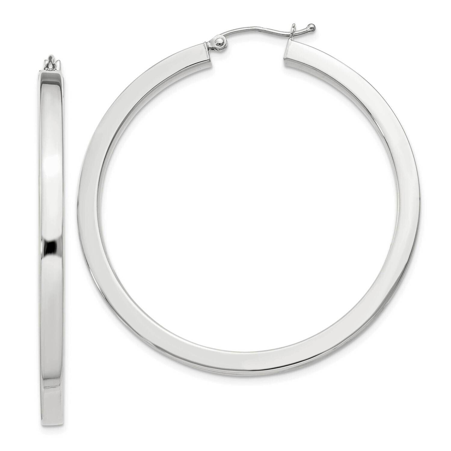 3X45mm Square Tube Hoop Earrings Sterling Silver QE4515SP, MPN: QE4515SP,