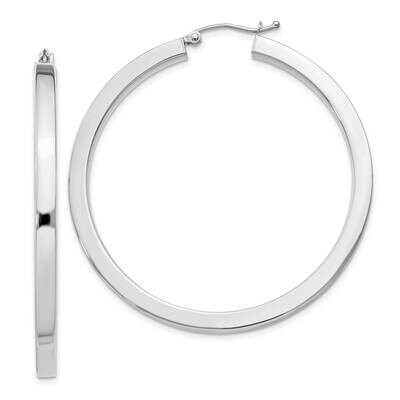 3X45mm Square Tube Hoop Earrings Sterling Silver QE4515SP, MPN: QE4515SP,