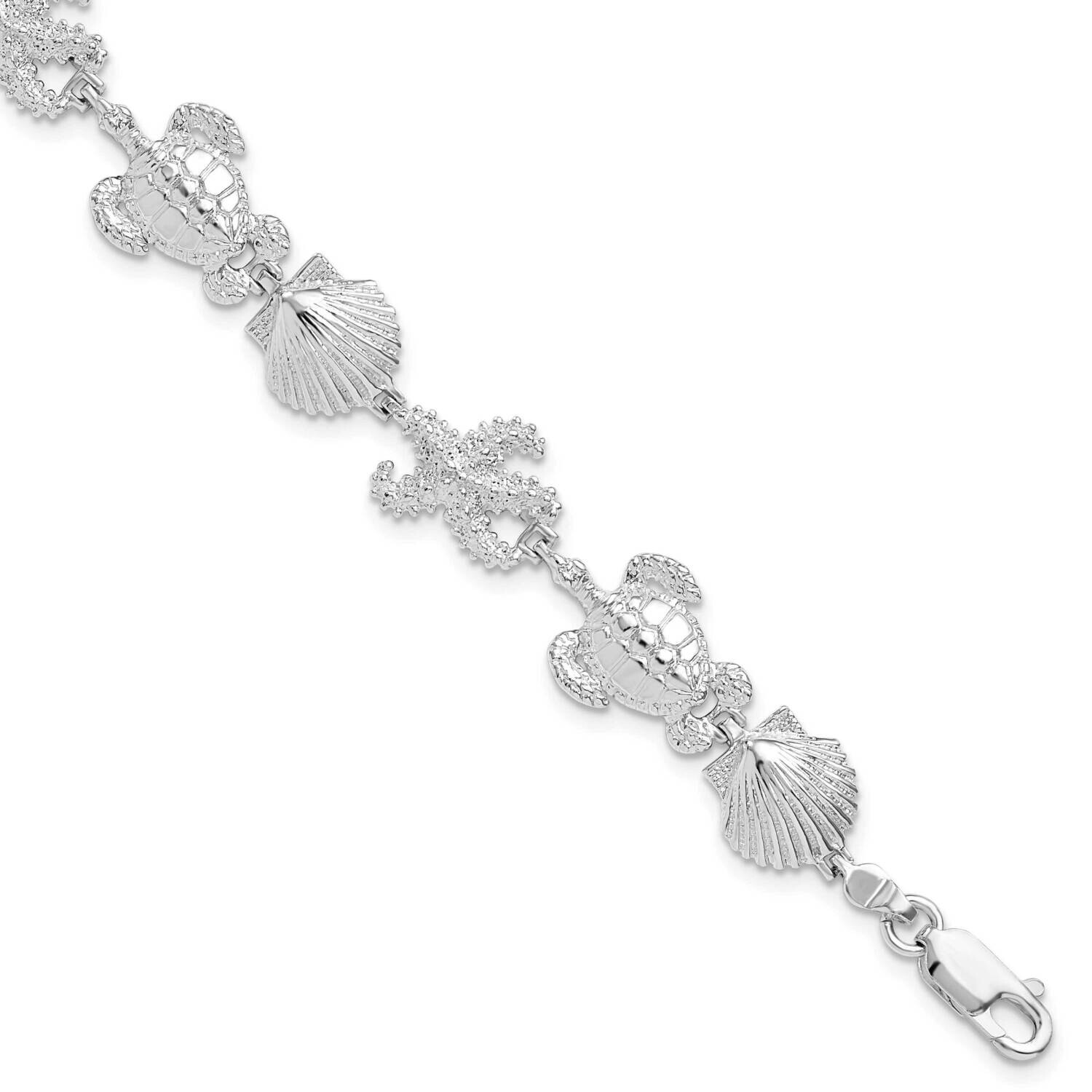 Turtle,Shell,Starfish Bracelet 7.5 Inch Sterling Silver Polished QH5576-7.5, MPN: QH5576-7.5, 63721…