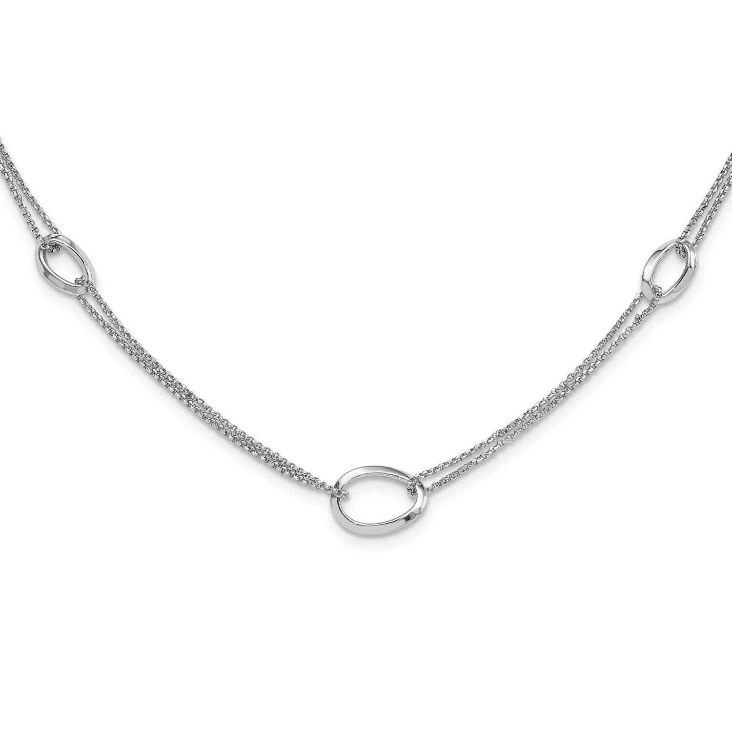 Rh-Plated 18 Inch 2 Inch Extension Fancy 2-StrOvals Necklace Sterling Silver QG6532-18, MPN: QG6532…
