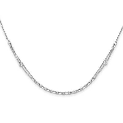 Polished 16 Inch 2 Inch Extension Fancy CZ Necklace Sterling Silver Rhodium-Plated QG6512-16, MPN: …