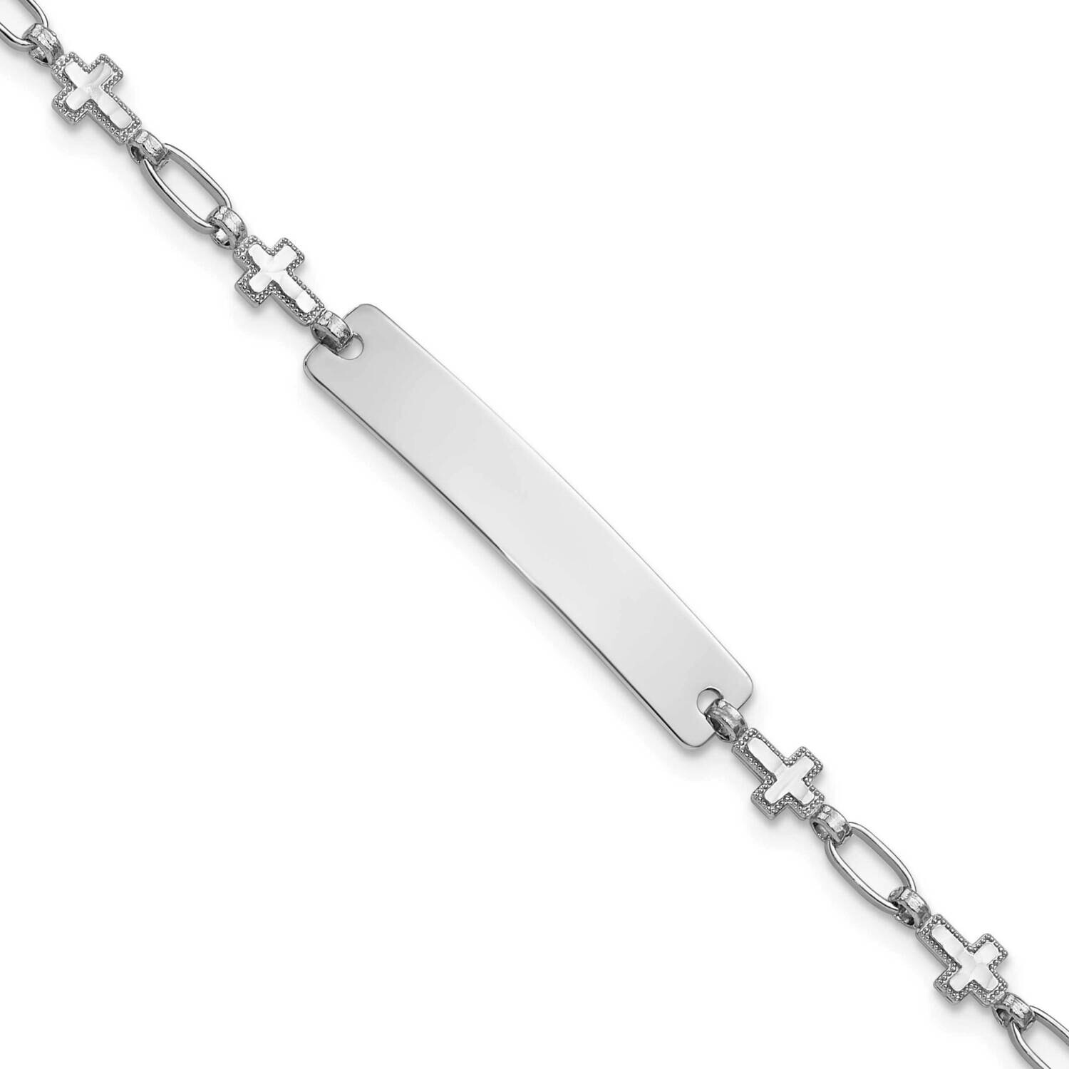 7.5 Inch Cross Id Bracelet Sterling Silver Rhodium-Plated QID247-7.5, MPN: QID247-7.5,