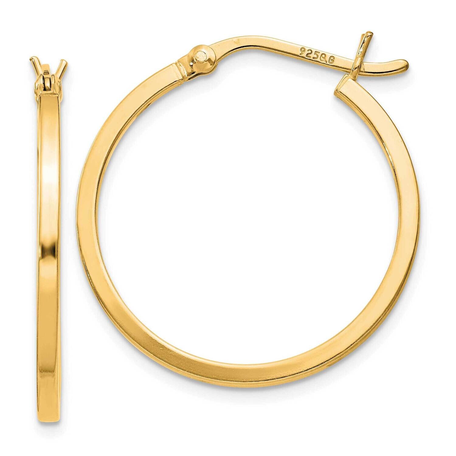 Flash Gold-Plated 1.5X25mm Hoop Earrings Sterling Silver QE8097GP, MPN: QE8097GP,