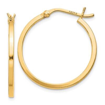 Flash Gold-Plated 1.5X25mm Hoop Earrings Sterling Silver QE8097GP, MPN: QE8097GP,