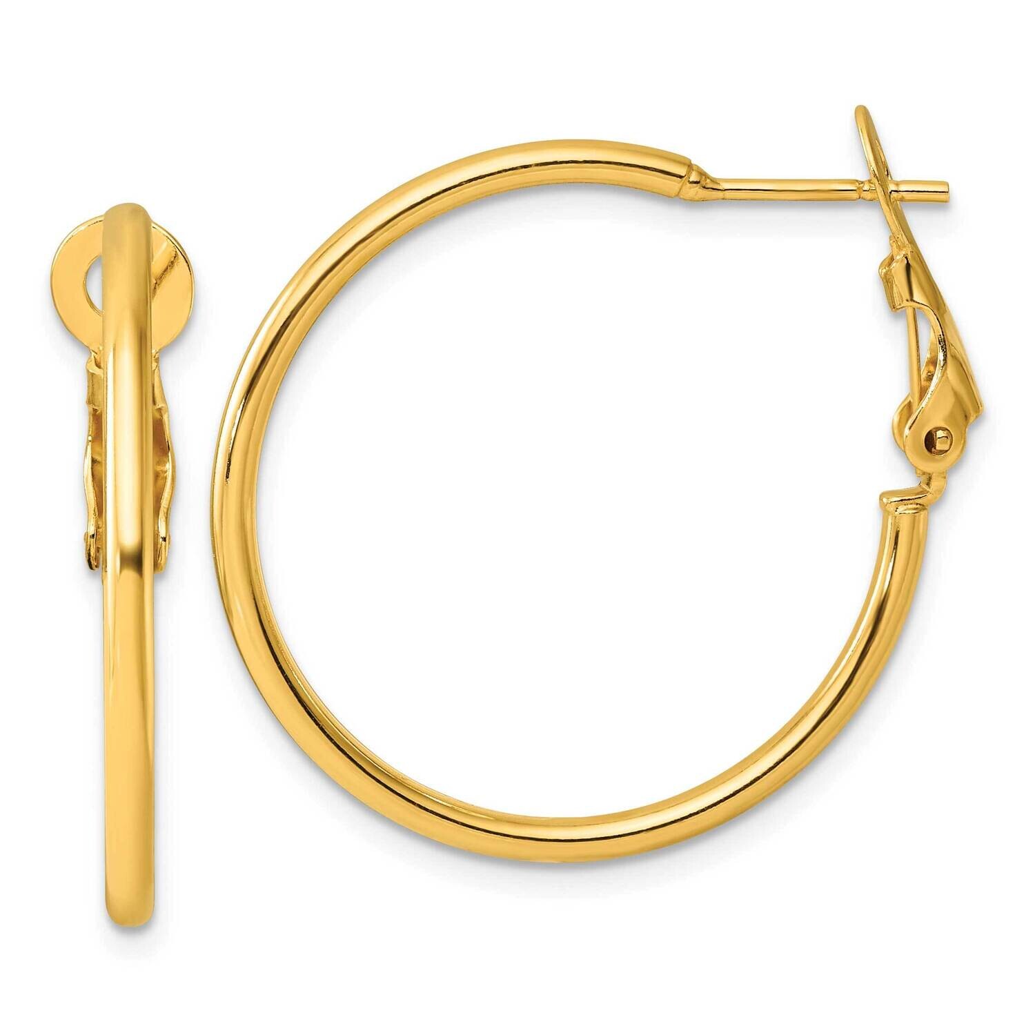 Gold-Tone Polished 2mm Omega Back Round Hoop Earrings Sterling Silver QE6633GP, MPN: QE6633GP,
