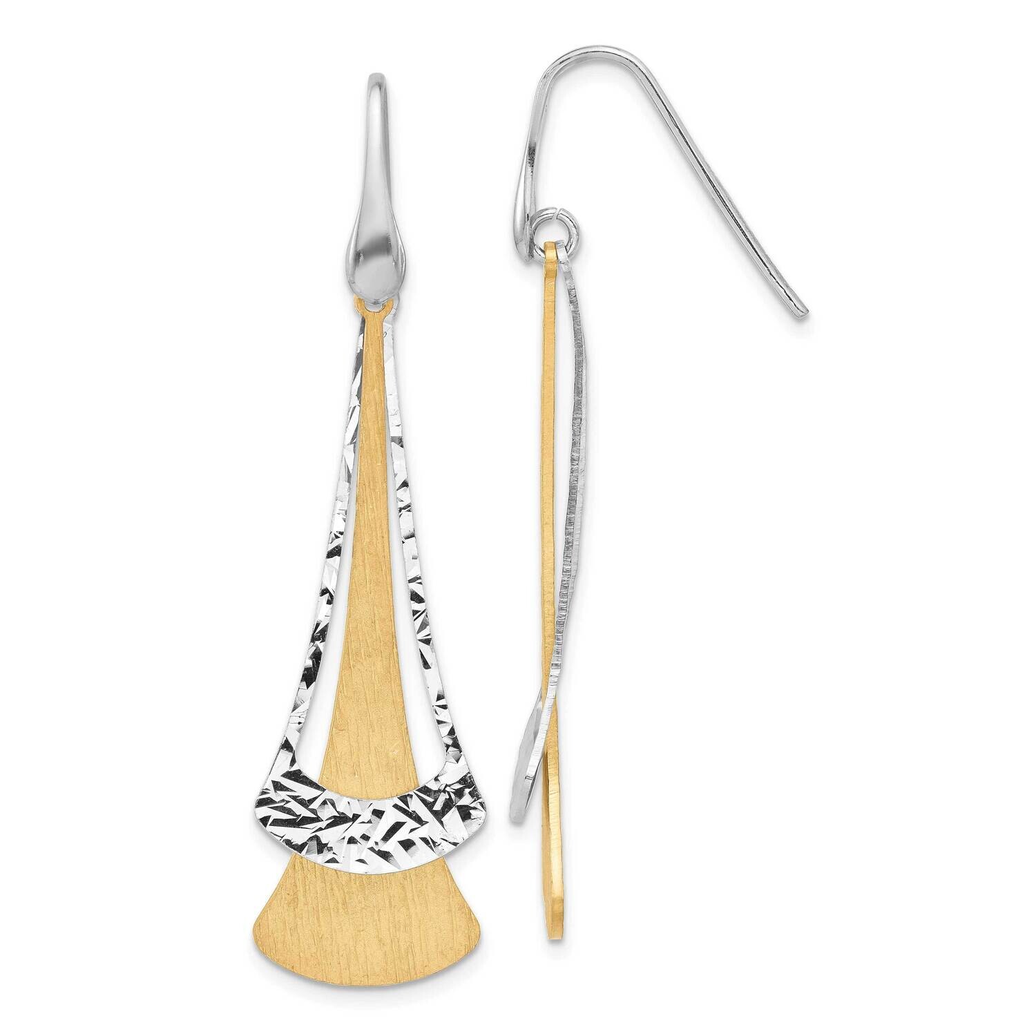 Rh-Plated Gold-Plated Fancy Dangle Earrings Sterling Silver QG6539E, MPN: QG6539E,
