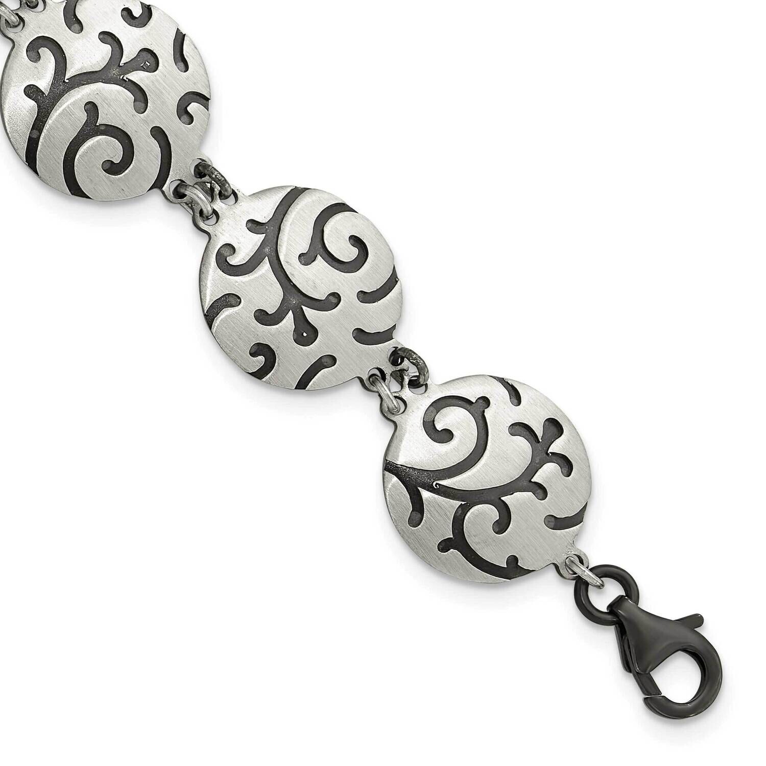 Brushed Oxidize Burnished Swirl Disc 1 Inch Extender Bracelet Sterling Silver QG6541-7, MPN: QG6541…