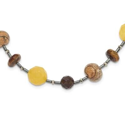 Multi Stone 17.5 Inch 2 Inch Extension Necklace Sterling Silver QH5710-17.5, MPN: QH5710-17.5,