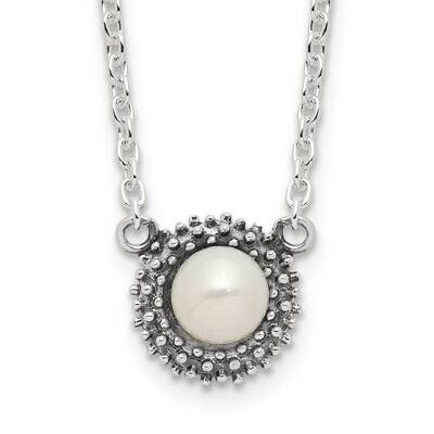 Antiqued Syn. Pearl 13.5 Inch Choker Necklace Sterling Silver Polished QG6644-13.5, MPN: QG6644-13.…