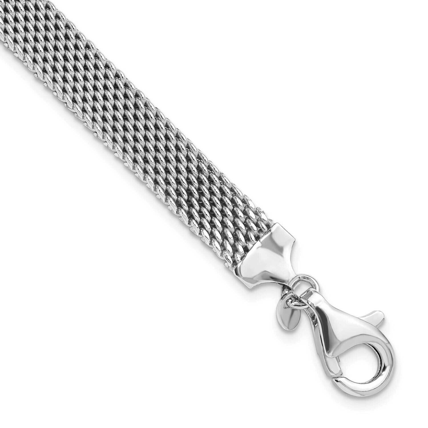 Polished 7.5 Inch 8mm Mesh Woven Bracelet Sterling Silver Rhodium-Plated QG6408-7.5, MPN: QG6408-7.…