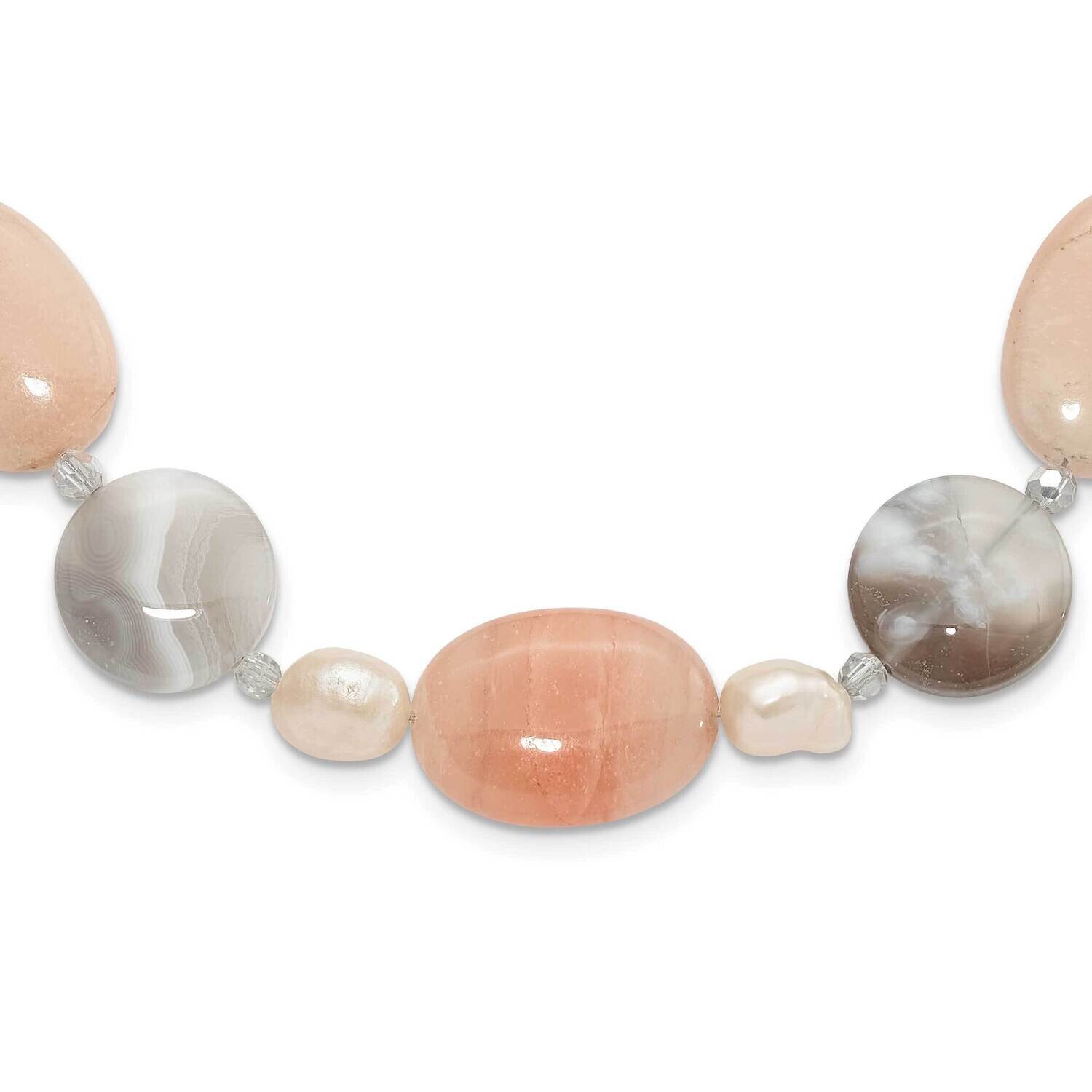 Aventurine,Crystal Fwc Pearl 2 Inch Extension Necklace Sterling Silver QH5680-17, MPN: QH5680-17,