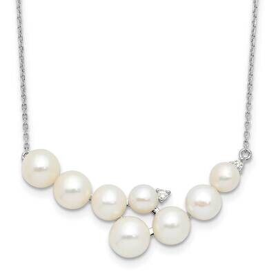 Rh-Plated 5-8mm Multi Fwc Pearl CZ 1.5 Inch Extension Necklace Sterling Silver QH5805-16, MPN: QH58…