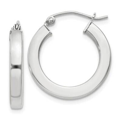 3X20mm Square Tube Hoop Earrings Sterling Silver QE4514SP, MPN: QE4514SP,