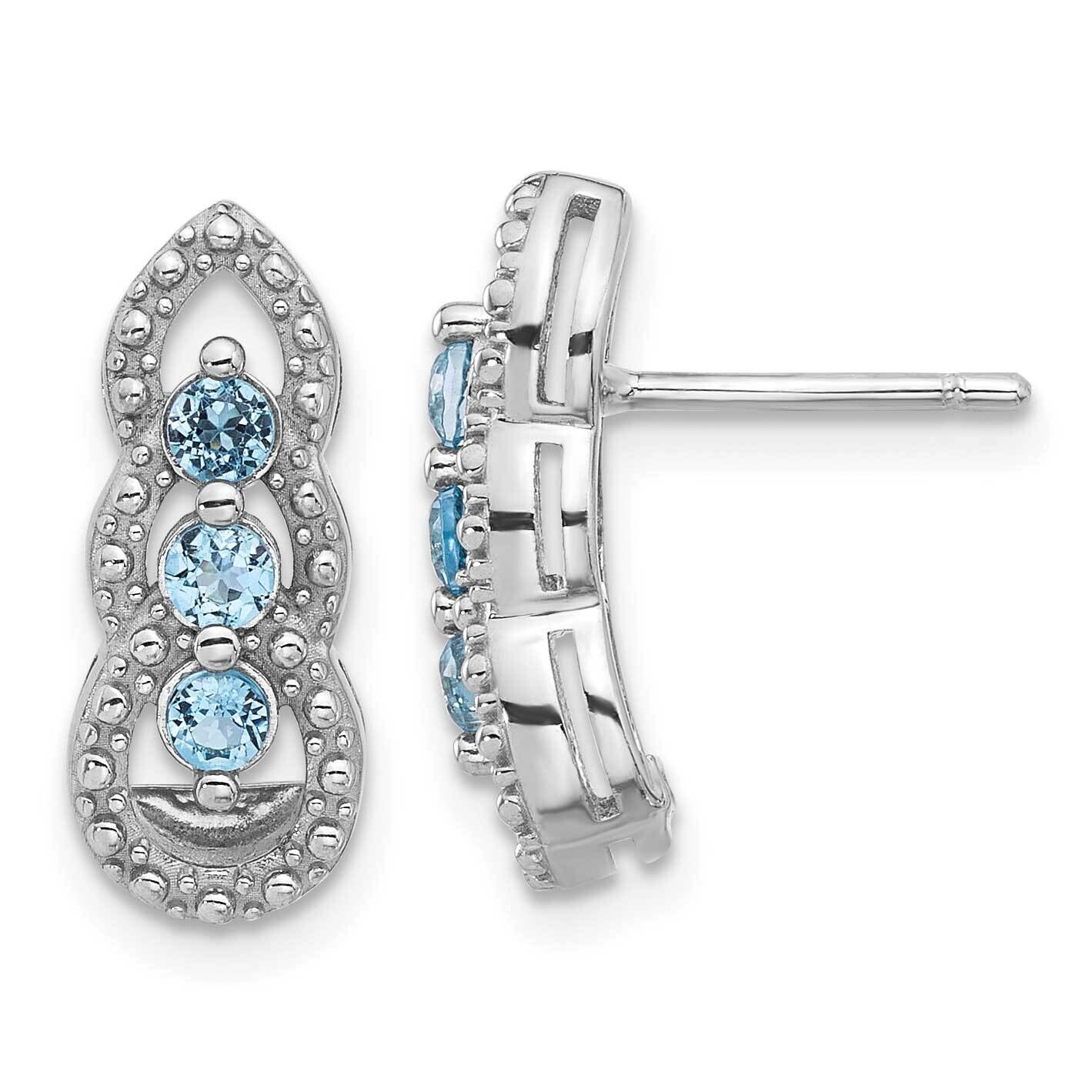Light Swiss Blue Topaz Post Earrings Sterling Silver Rhodium-Plated QE17759BT, MPN: QE17759BT,